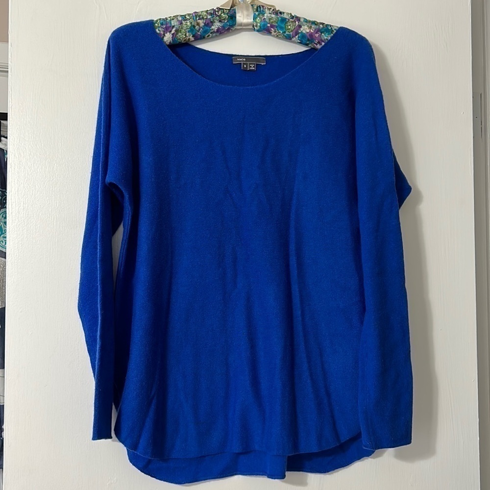 VINCE BLUE CASHMERE LONGE SLEEVE SWEATER WOMENS SMALL